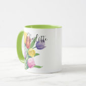 Mug Tulipes de ressort d'aquarelle (Devant gauche)