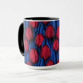 Mug Tulipes en rouge et bleu (Devant gauche)