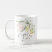 Mug Tulipes et jonquilles aquarelle Joyeuses Pâques  (Gauche)