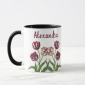 Mug Tulipes Maroon Avec Nom Musique (Gauche)