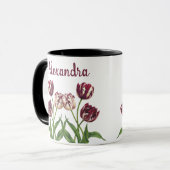 Mug Tulipes Maroon Avec Nom Musique (Devant gauche)