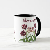 Mug Tulipes Maroon Avec Nom Musique (Devant droit)