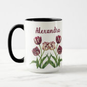 Mug Tulipes Maroon Avec Nom Musique (Gauche)