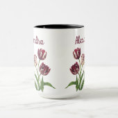 Mug Tulipes Maroon Avec Nom Musique (Centre)