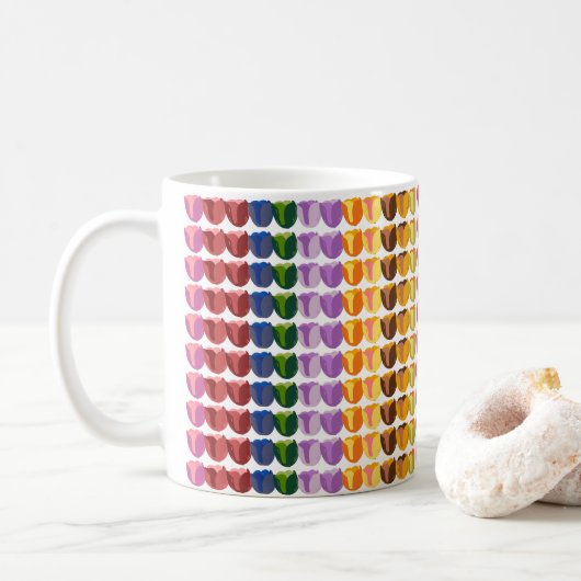 Mug Tulipes multicolores pour le Printemps (Avec donut)