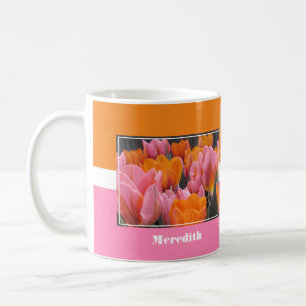 Mug Tulipes orange rose personnalisées pour la fête de
