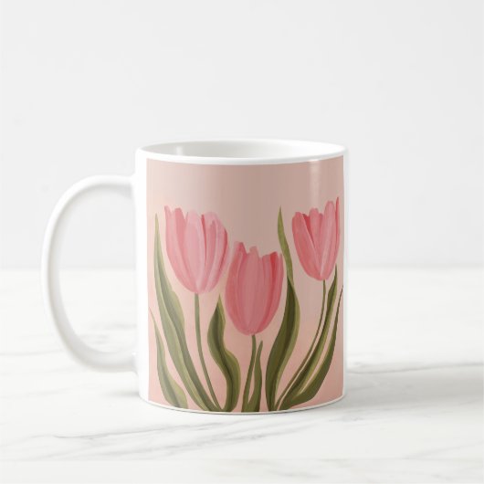 Mug Tulipes Painteté Jolie Rose (Gauche)