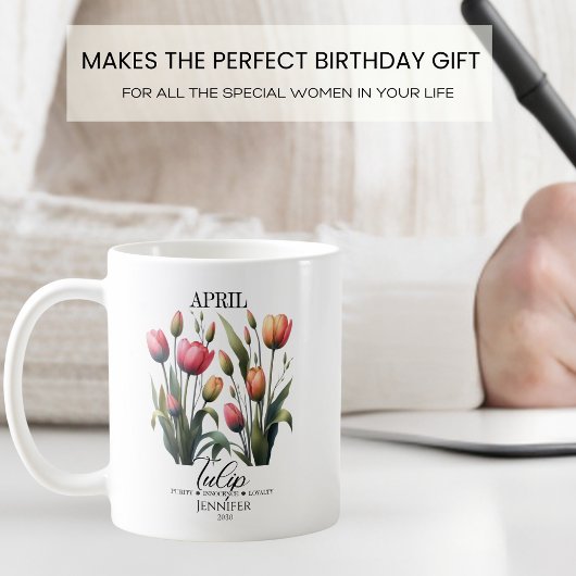 Mug Tulipes personnalisables Fleur de naissance d'avri