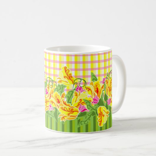 Mug Tulipes & Plaid Spring Coffee Cup (Devant droit)