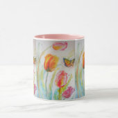 Mug Tulipes roses Aquarelle Musique (Centre)