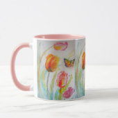 Mug Tulipes roses Aquarelle Musique (Gauche)