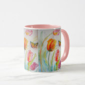 Mug Tulipes roses Aquarelle Musique (Devant droit)