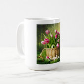 Mug Tulipes roses dans le panier (Devant gauche)