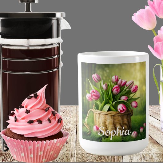 Mug Tulipes roses dans le panier