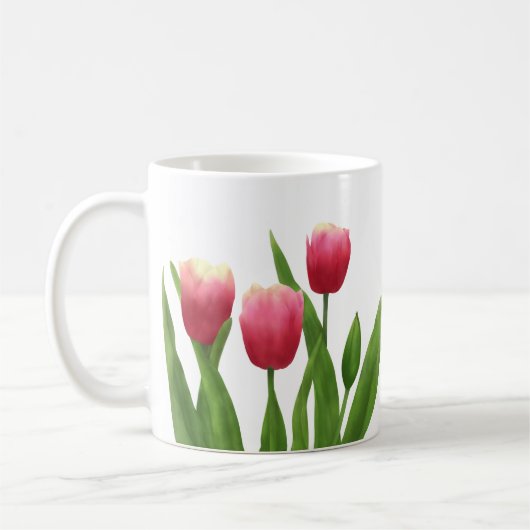 Mug Tulipes rouges avec verdure (Gauche)