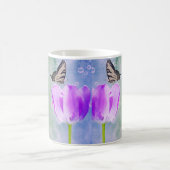Mug Tulipes violettes et roses avec papillons - Floral (Centre)