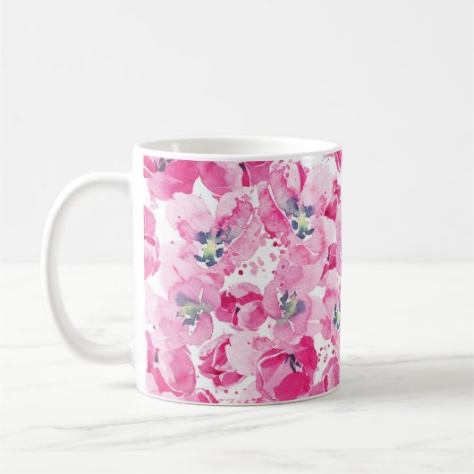 Mug Tulips aquarelle : conception de carte dessinée à (Gauche)