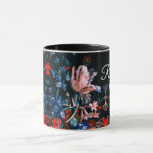 Mug TULIPS BLANC ROSE, FLEURS EN MONogramme Floral NOI (Centre)