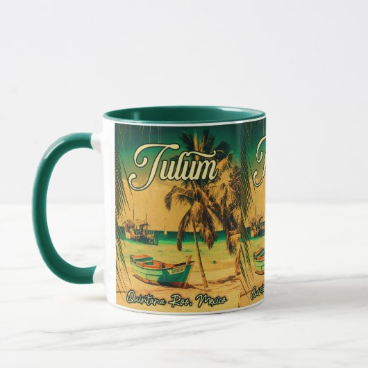 Mug Tulum Mexico Palm Tree Vintage voyage Souvenir (Gauche)