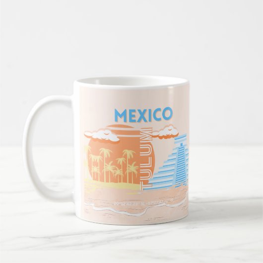 Mug Tulum, Mexique, Art Voyage, Plage d'été (Gauche)