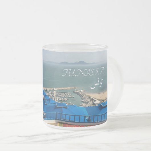 Mug Tunisie Sidi Bou Saïd Matglas Koffiemok (Voorkant rechts)