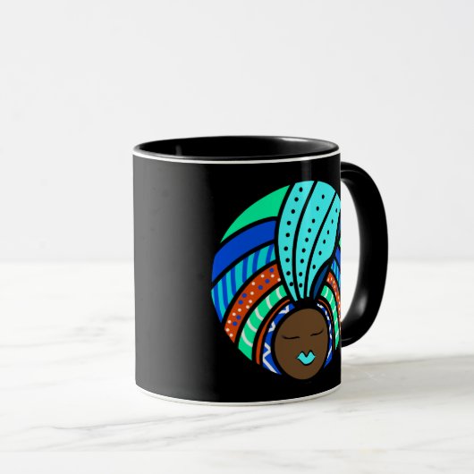 Mug Turban coloré, Turquoise (Devant droit)