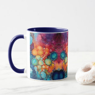 Mug Turboucle Orange Bleu Alcool & Bulles d'Encre