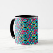 Mug Turqouise et Motif de Cube rose (Devant gauche)