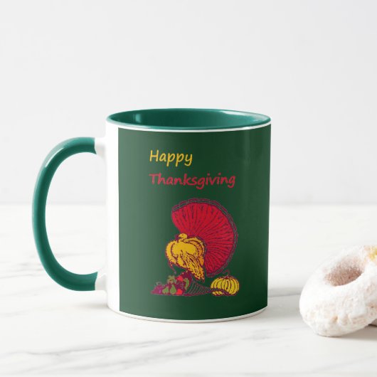 Mug Turquie et bon thanksgiving légume vert (Avec donut)