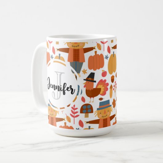 Mug Turquie et Scarecrow Thanksgiving Motif (Devant gauche)