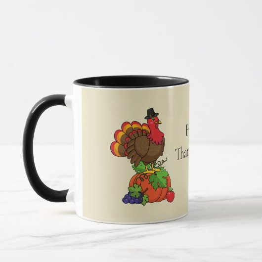 Mug Turquie mignonne avec récolte Thanksgiving | Perso (Gauche)