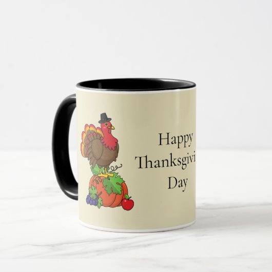 Mug Turquie mignonne avec récolte Thanksgiving | Perso (Devant gauche)