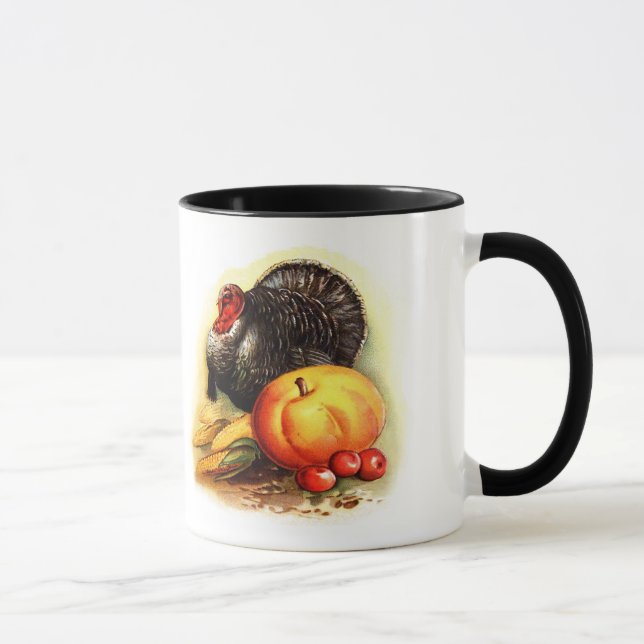 Mug Turquie vintage et Citrouille Thanksgiving Cadeau (Droite)