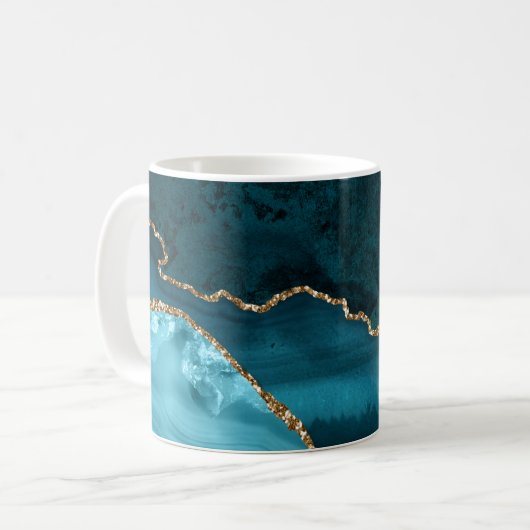 Mug Turquoise - Agate Turquoise et or (Devant gauche)