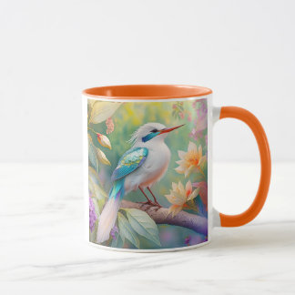 Mug Turquoise aile  crête blanche Imaginaire Oiseau