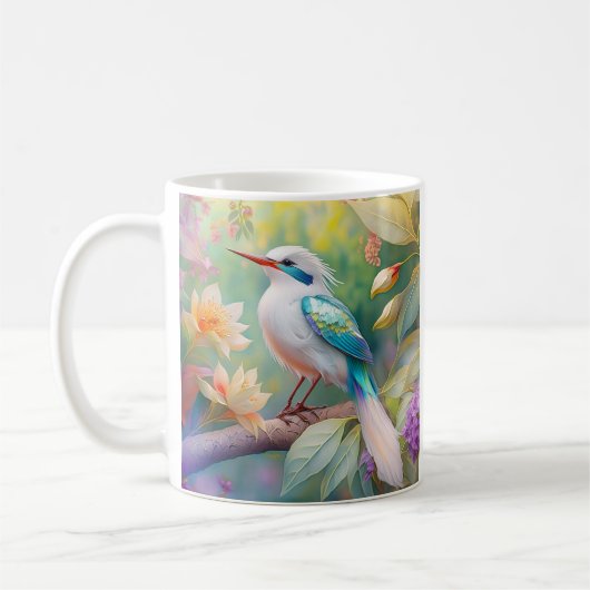 Mug Turquoise aile crête blanche Imaginaire Oiseau (Gauche)