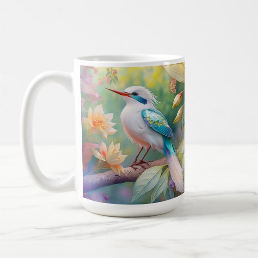 Mug Turquoise aile crête blanche Imaginaire Oiseau (Gauche)