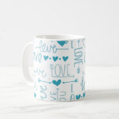 Mug Turquoise Amusement et Amour Moderne et Coeurs (Devant gauche)