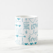 Mug Turquoise Amusement et Amour Moderne et Coeurs (Centre)