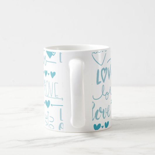 Mug Turquoise Amusement et Amour Moderne et Coeurs (Poignée)
