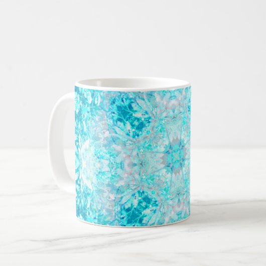 Mug Turquoise Aqua Blue Floral (Devant gauche)