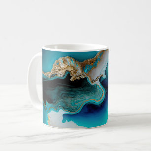 Mug Turquoise Aqua Blue Gold Gemstone Acrylique Pour A
