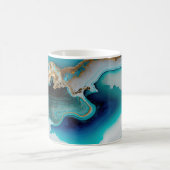 Mug Turquoise Aqua Blue Gold Gemstone Acrylique Pour A (Centre)