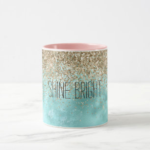 Mug Turquoise Aqua Gold Glam Parties scintillant étin