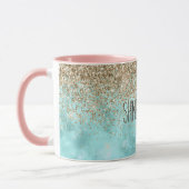 Mug Turquoise Aqua Gold Glam Parties scintillant étinc (Gauche)