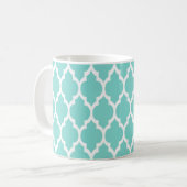 Mug Turquoise Aqua Wht Moroccan Quatrefoil Pattern #4 (Devant gauche)