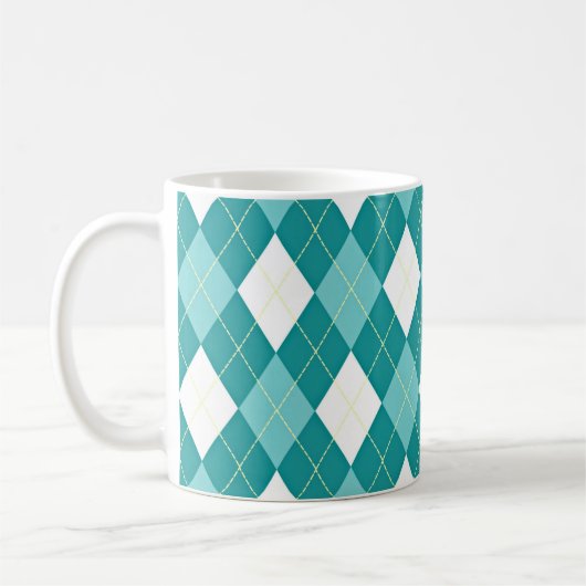 Mug Turquoise argyle pattern (Gauche)