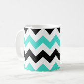 Mug Turquoise Blanc Noir Zigzag (Devant gauche)