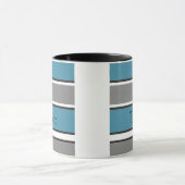 Mug Turquoise Bleu Gris Noir Blancs Moderne (Centre)