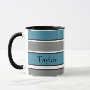 Mug Turquoise Bleu Gris Noir Blancs Moderne